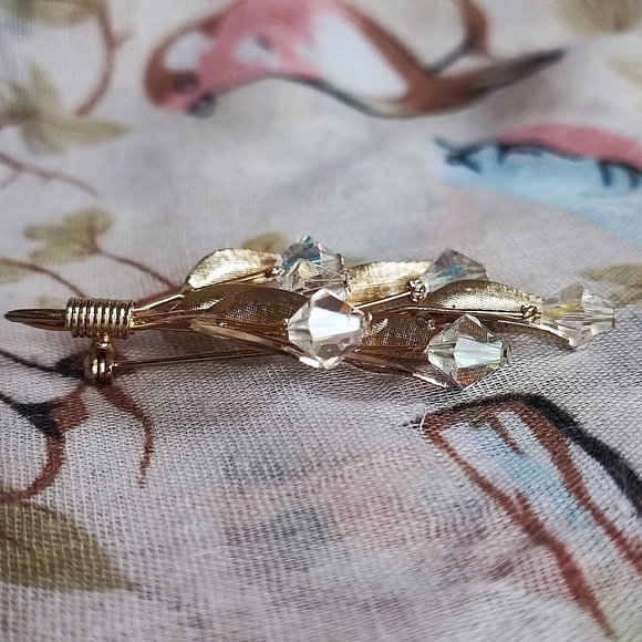 Unverified Juliana Gold Tone Crystal Clear AB Brooch Bicone Beaded Pin Stop EUC - Picture 3 of 11
